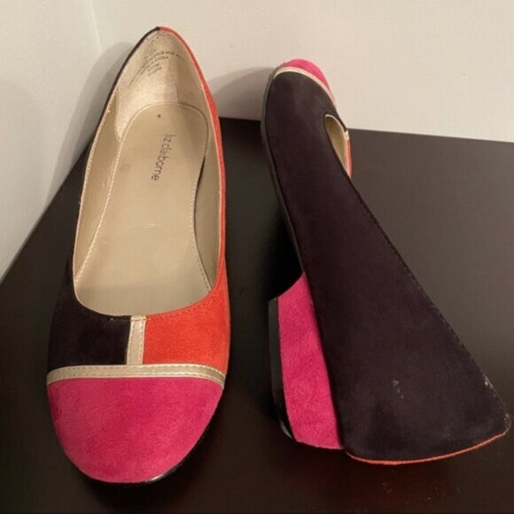 Liz Claiborne “Blake” suede color block flat shoe size 7.5 - Picture 2 of 10